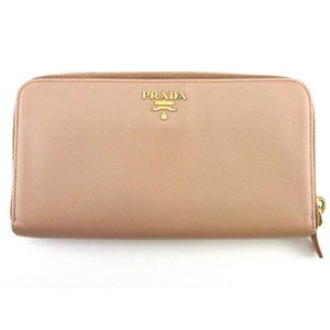 PRADA Purse logo pink beige Safi Arno leather Auth used E1568